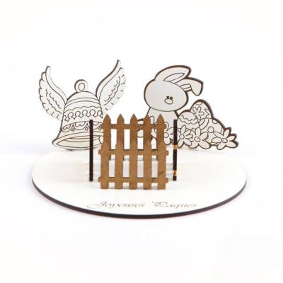 Décoration en bois pour gateau de paques 14x6 cm 