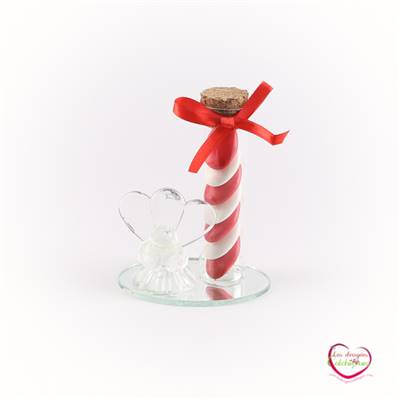 boite porte tube verre pour dragées avec double coeur