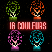 Lampe de chevet LED 3D - Animal Lion | Veilleuse Enfant, Décoration Chambre, Cadeau Personnalisé Anniversaire et Noël