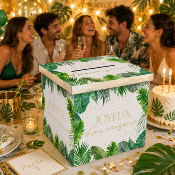 Urne Joyeux Anniversaire Tropicale – Boîte à cartes 20 x 20 cm