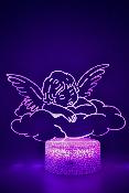 Lampe de chevet LED 3D - Ange nuage  | Veilleuse Enfant, Décoration Chambre, Cadeau Personnalisé Anniversaire et Noël