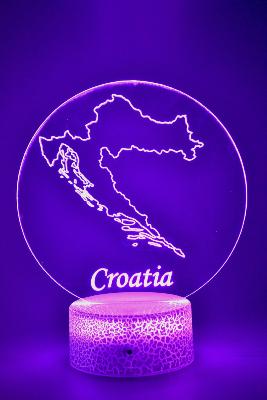 Lampe 3d personnalisée à led - Pays Croatie | Veilleuse, Décoration Maison, Cadeau Personnalisé Anniversaire et Noël