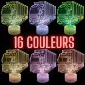 Lampe de chevet LED 3D - Camion semi remorque routier| Veilleuse, Décoration Maison, Cadeau Personnalisé Anniversaire et Noël