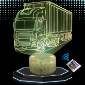 Lampe de chevet LED 3D - Camion semi remorque routier| Veilleuse, Décoration Maison, Cadeau Personnalisé Anniversaire et Noël
