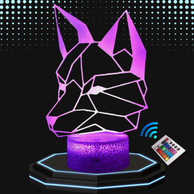 Lampe de chevet LED 3D - Animal Renard | Veilleuse Enfant, Décoration Chambre, Cadeau Personnalisé Anniversaire et Noël
