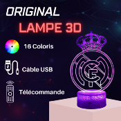 Lampe 3d personnalisée à led - Football Réal Madrid | Veilleuse Enfant, Décoration Chambre, Cadeau Personnalisé Anniversaire et Noël