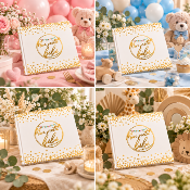 Livre d’Or Naissance et Baby Shower Mon Petit Bébé – Blanc et Or 25 x 22 cm