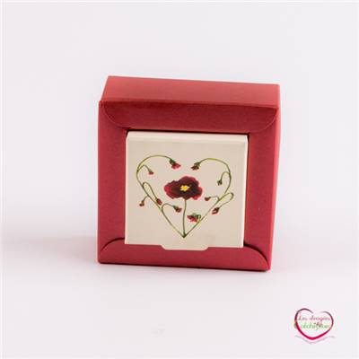 Boite à dragées carton déco coquelicot vide 6x2x2 cm