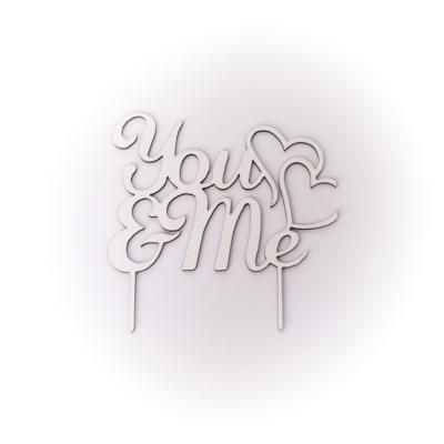 Cake topper mariage "you and me" en bois
