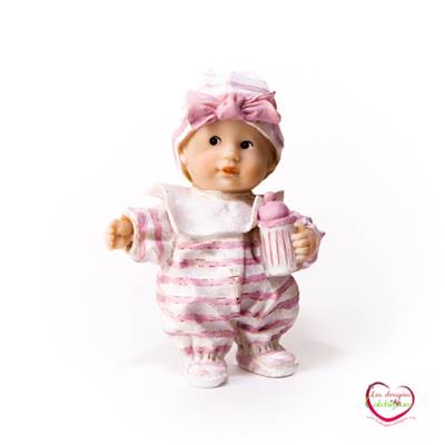Figurine bebe rose biberon 15 cm seul
