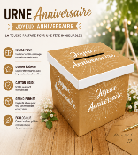 Urne Joyeux Anniversaire kraft – Boîte à cartes 20 x 20 cm
