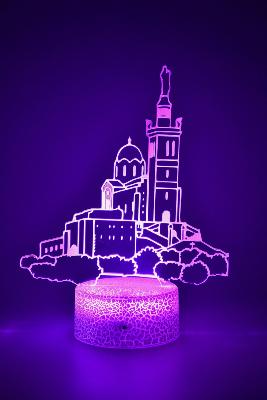 Lampe 3d personnalisée à led - Marseille notre dame de la garde