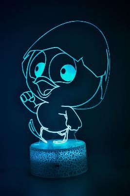Lampe de chevet LED 3D - Calimero  | Veilleuse Enfant, Décoration Chambre, Cadeau Personnalisé Anniversaire et Noël
