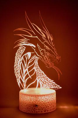 Lampe de chevet LED 3D - Animal Dragon | Veilleuse Enfant Magique, Décoration Chambre, Cadeau Personnalisé Anniversaire et Noël