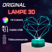Lampe de chevet 3d personnalisée à led -  Coeur hologramme | Veilleuse Enfant, Décoration Chambre, Cadeau Personnalisé Anniversaire et Noël