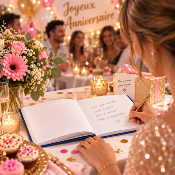 Livre d’Or Anniversaire Joyeux Anniversaire – Blanc et Confettis Multicolores 21,5 x 16 cm