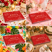 Livre d’Or Anniversaire Joyeux Anniversaire – Rouge et Or Festif 21,5 x 16 cm