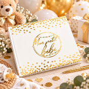 Livre d’Or Naissance et Baby Shower Mon Petit Bébé – Blanc et Or 25 x 22 cm