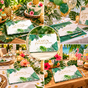 Livre d’Or Anniversaire Joyeux Anniversaire – Tropical Exotique Vert et Or 21,5 x 16 cm