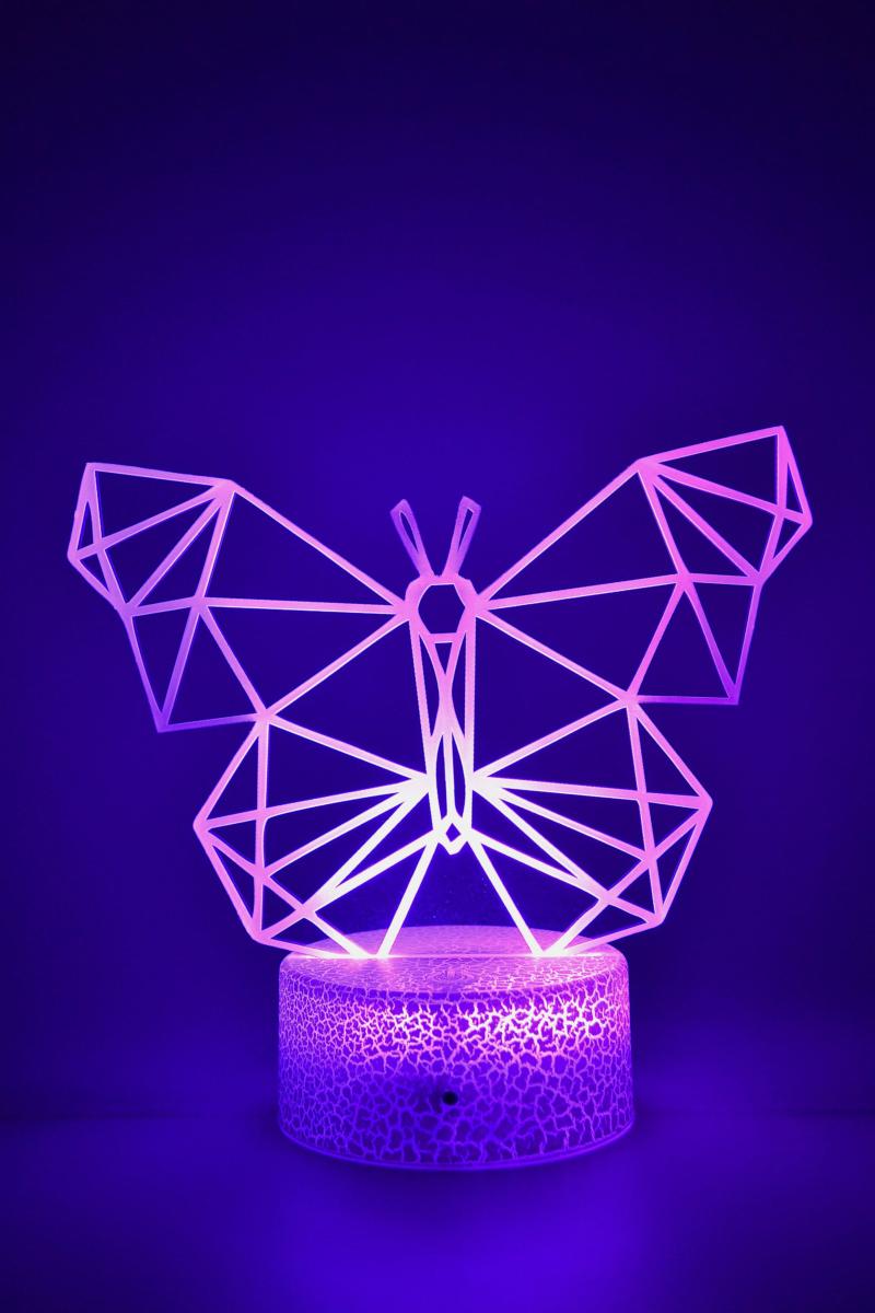 Lampe 3D personnalisée - Papillon rose