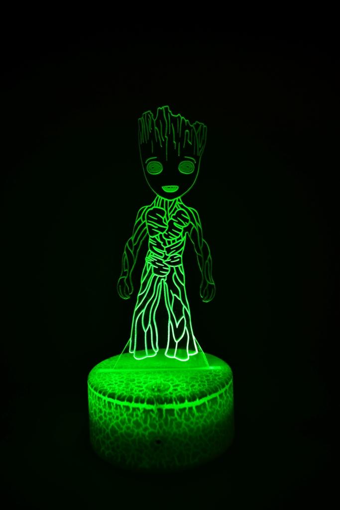 lampe 3 d personnalisée à led Avengers Groot Marvel