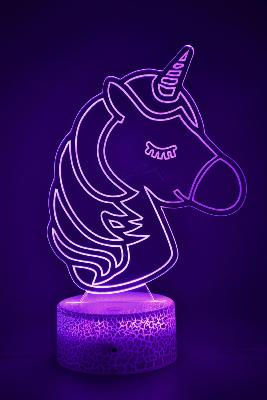 Lampe de chevet LED 3D - Animal Licorne | Veilleuse Enfant, Décoration Chambre, Cadeau Personnalisé Anniversaire et Noël