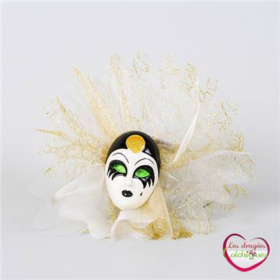 ballotin tulle à dragées avec deco masque venitien