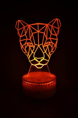 Lampe de chevet LED 3D - Animal Panthère  | Veilleuse Enfant, Décoration Chambre, Cadeau Personnalisé Anniversaire et Noël