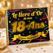 Livre d’Or Anniversaire 18 Ans – Noir et Or Festif 21 x 15 cm