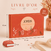 Livre d’Or Anniversaire Joyeux Anniversaire – Terracotta et Motifs Floraux 21,5 x 16 cm