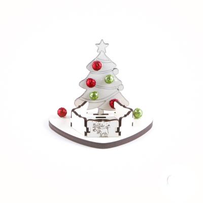 Bougeoir sapin noel en bois 10x10x6 cm 