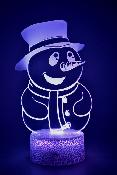 Lampe de chevet LED 3D - Bonhomme de neige  | Veilleuse Enfant, Décoration Chambre, Cadeau Personnalisé Anniversaire et Noël