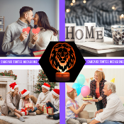Lampe de chevet LED 3D - Animal Lion | Veilleuse Enfant, Décoration Chambre, Cadeau Personnalisé Anniversaire et Noël