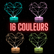 Lampe de chevet 3d personnalisée à led -  Coeur hologramme | Veilleuse Enfant, Décoration Chambre, Cadeau Personnalisé Anniversaire et Noël