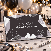 Livre d’Or Anniversaire Joyeux Anniversaire – Noir et Argent Party 21,5 x 16 cm