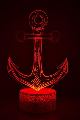 Lampe de chevet 3d personnalisée à led - Ancre de bateau  | Veilleuse Enfant, Décoration Chambre, Cadeau Personnalisé Anniversaire et Noël
