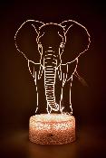 Lampe de chevet LED 3D - Animal Eléphant | Veilleuse Enfant, Décoration Chambre, Cadeau personnalisé Anniversaire et Noël