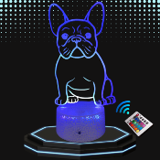 Lampe de chevet LED 3D - Animal Chien Bouledogue | Veilleuse, Décoration Maison, Cadeau Personnalisé Anniversaire et Noël