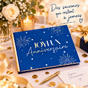 Livre d’Or Anniversaire Joyeux Anniversaire – Bleu et Or Festif 21,5 x 16 cm