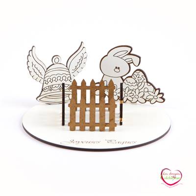 Décoration en bois pour gateau de paques 14x6 cm 