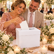 Urne Mariage Blanche Simple – Boîte à Cartes et Enveloppes 23 x 20,5 x 20,5 cm