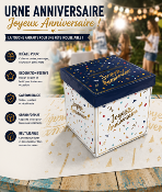Urne Joyeux Anniversaire Party Confettis – Boîte à cartes 20 x 20 cm