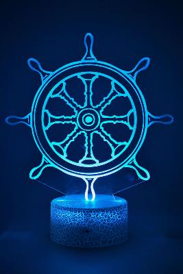 Lampe 3d personnalisée à led - Barre gouvernail bateau 