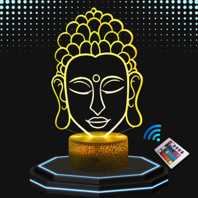 Lampe de chevet LED 3D - Bouddha  | Veilleuse Enfant, Décoration Chambre, Cadeau Personnalisé Anniversaire et Noël