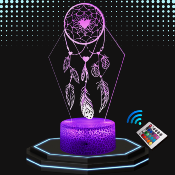 Lampe de chevet LED 3D - Attrape rève  | Veilleuse Enfant, Décoration Chambre, Cadeau Personnalisé Anniversaire et Noël