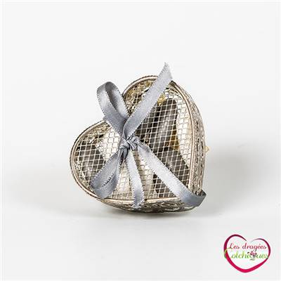 coeur boite metal pour dragées vide 6x5 cm