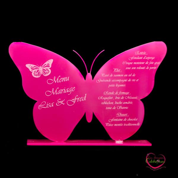 Invitation Communion Papillon rose