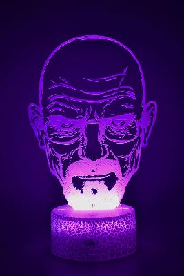 Lampe de chevet LED 3D - Breaking Bad Heisenberg  | Veilleuse, Décoration Chambre, Cadeau Personnalisé Anniversaire et Noël