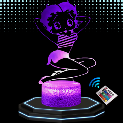 Lampe de chevet LED 3D - Betty Boop  | Veilleuse Enfant, Décoration Chambre, Cadeau Personnalisé Anniversaire et Noël