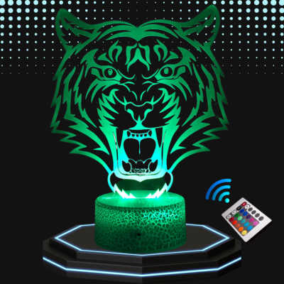 Lampe de chevet LED 3D - Animal Tigre | Veilleuse Enfant, Décoration Chambre, Cadeau Personnalisé Anniversaire et Noël
